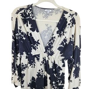 Splurge Women's Floral Long Sleeve Maxi‎ Dress Beige Black Cream Size L